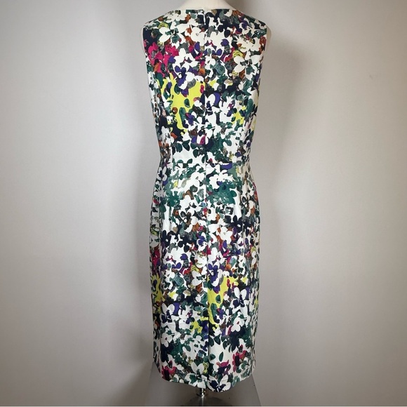 Ann Taylor Floral Sleeveless Cotton Sheath Dress Midi Length Women’s Size 6T - Picture 4 of 11